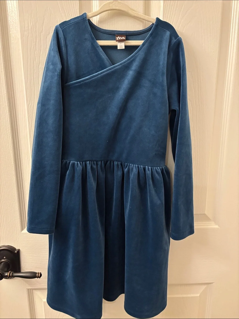 Tea Collection Blue Velvet Long-Sleeve Girls' Dress size 8